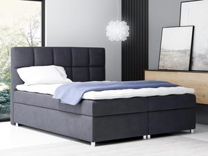 Miniaturka 5 - Grafitowe łóżko kontynentalne z pikowanym zagłówkiem w nowoczesnej sypialni