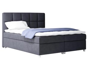 Miniaturka 2 - Łóżko kontynentalne grafitowe z geometrycznym zagłówkiem na białym tle