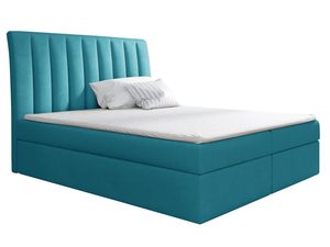 Miniaturka 4 - Łóżko kontynentalne turkusowe z wysokim prążkowanym zagłówkiem