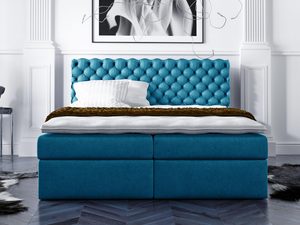 Miniaturka 9 - Ekskluzywne Łóżko do Sypialni niebieskie aranżacja VANESSA