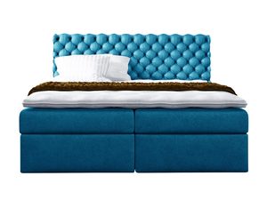 Miniaturka 5 - Ekskluzywne Łóżko do Sypialni niebieskie białe tło VANESSA