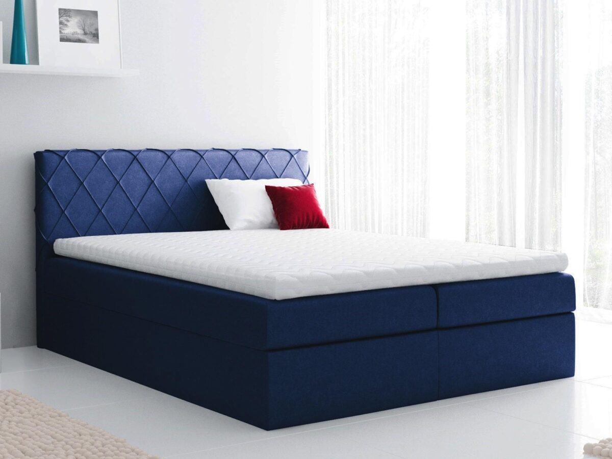 Modne Łóżka Do Sypialni granatowe aranżacja ZENITH