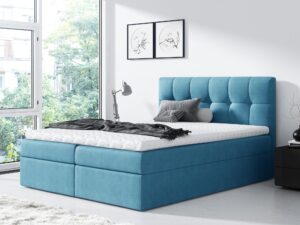 Miniaturka 2 - Łóżko kontynentalne turkusowa tkanina aranżacja PEARL