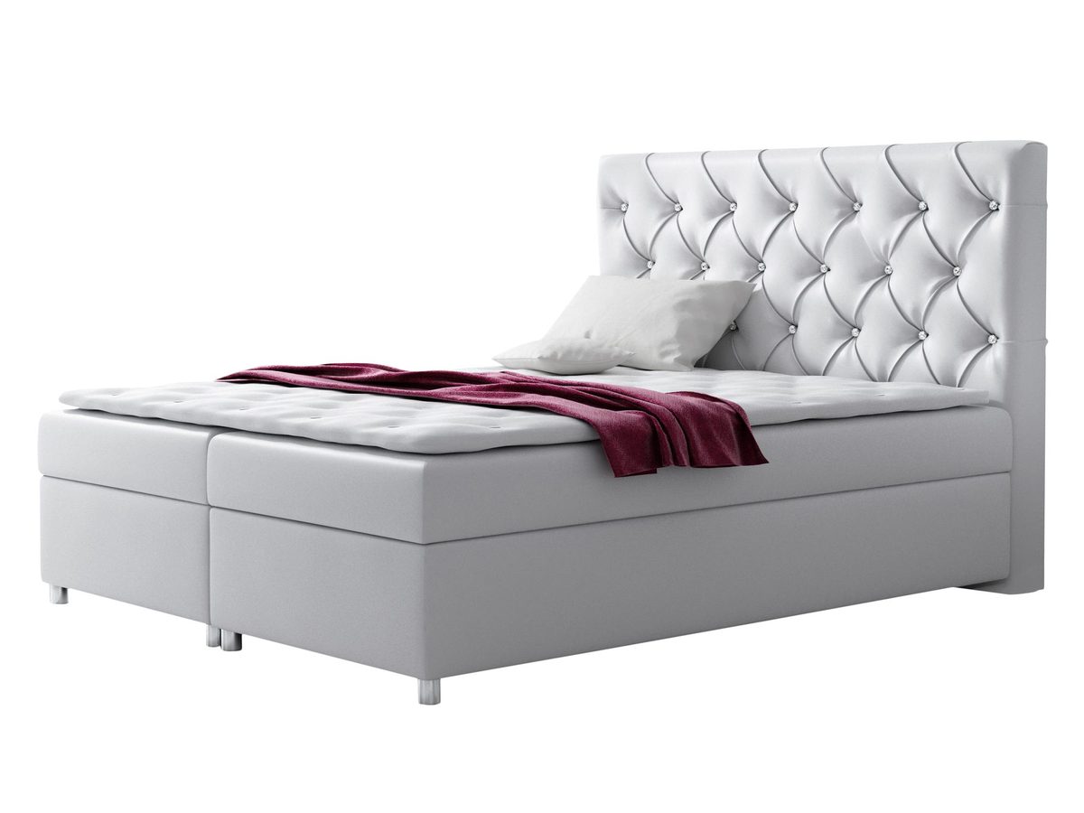 Białe Łóżko Tapicerowane MERINO