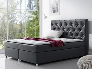 Miniaturka 2 - Łóżko kontynentalne pikowane zagłowie czarny aranżacja MERINO