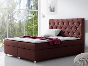 Miniaturka 3 - Łóżko kontynentalne pikowane zagłowie bordowy aranżacja MERINO