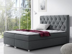 Miniaturka 4 - Łóżko kontynentalne pikowane zagłowie szary aranżacja MERINO