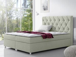 Miniaturka 5 - Łóżko kontynentalne pikowane zagłowie oliwkowy aranżacja MERINO