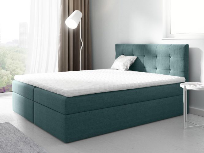 Stylowe łóżko kontynentalne zielone aranżacja PRINCE 2