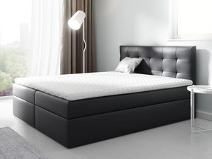 Miniaturka 7 - Stylowe łóżko kontynentalne czarna ekoskóra aranżacja PRINCE 2
