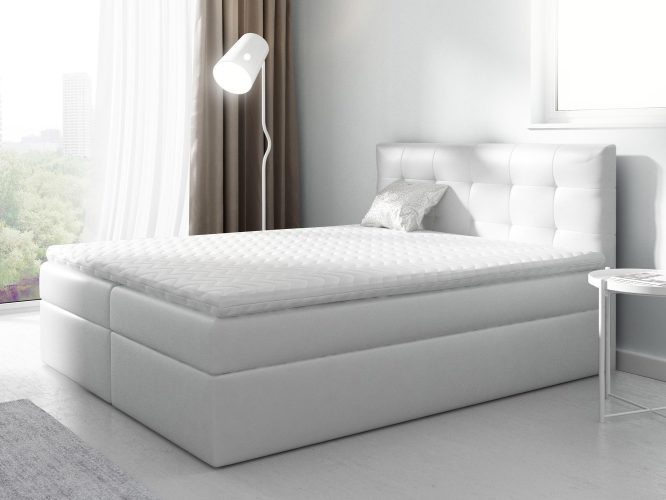 Stylowe łóżko kontynentalne białe aranżacja PRINCE 2