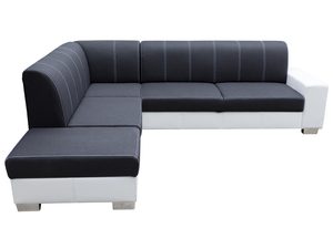 Miniaturka 1 - Narożnik z Dużą Pufą białe tło CHARLIE + PUFA