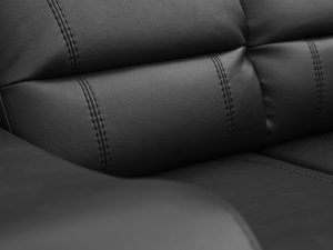 Miniaturka 5 - Sofa do salonu czarna ekoskóra detale ELENA