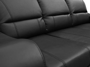 Miniaturka 6 - Sofa z pufami czarna ekoskóra detale ELENA