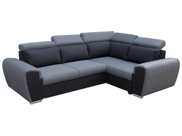 Narożnik Uniwersalny z Zagłówkami szaro-czarny CASSIE