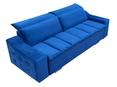 Sofa z poduszkami niebieska białe tło LORENZO