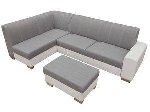 Miniaturka 6 - Narożnik z Dużą Pufą szary-biały CHARLIE + PUFA