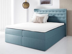 Miniaturka 6 - Łóżko Z Pikowanym Zagłówkiem Malmo niebieskie aranżacja