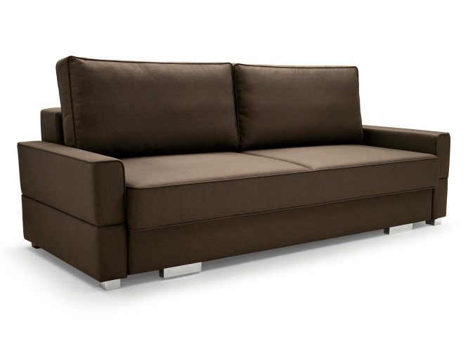 Sofa Rozkładana Dwuosobowa brązowa białe tło FABIANO