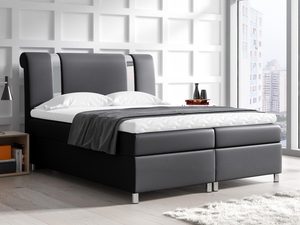 Miniaturka 1 - Łóżko kontynentalne grafitowe z zagłówkiem uszak w aranżacji