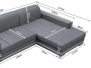 Miniaturka 3 - Narożnik 260 cm szerokie siedzisko MARTIN wymiary