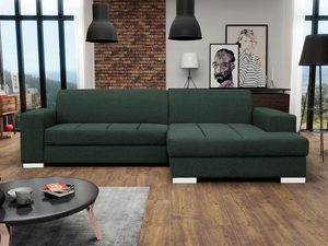 Miniaturka 9 - Narożnik z szerokim siedziskiem butelkowa zieleń aranżacja JACOB