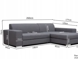 Miniaturka 6 - Narożnik z szerokim siedziskiem wymiary JACOB