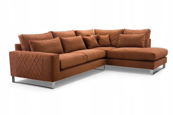 Narożnik z Zagłówkami i Chromowanymi Nóżkami białe tło BRUCE