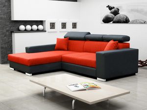 Miniaturka 11 - Tapicerowany Narożnik czerwony-grafit aranżacja TINA DE LUX