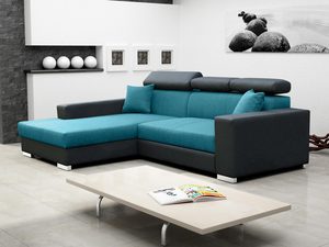 Miniaturka 12 - Tapicerowany Narożnik turkusowy-grafit aranżacja TINA DE LUX