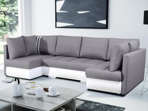 Miniaturka 7 - Narożnik z Funkcją Spania w Kształcie U popiel-biały aranżacja PAUL U