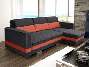 Miniaturka 3 - Pokojowy Narożnik do Spania grafit-czerwony aranżacja MONICA