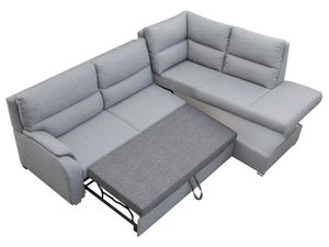 Miniaturka 1 - Narożnik z Dużymi Poduszkami szary rozłożony JOSEPH