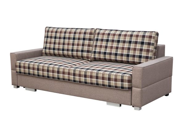 Sofa w kratę z wąskimi bokami – styl retro