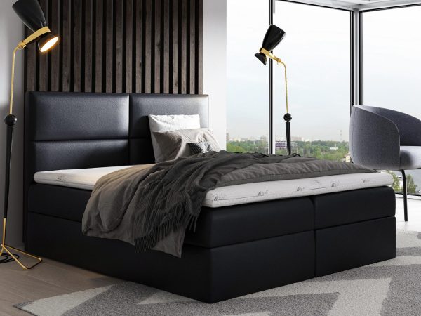 Łóżko kontynentalne czarne aranżacja LARRY