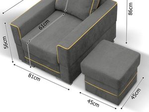 Miniaturka 2 - Fotel Tapicerowany z wymiarami DOLORES