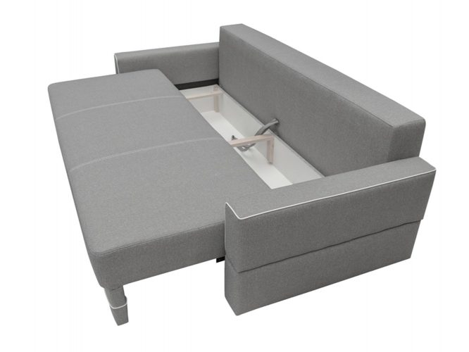 Sofa Rozkładana 2 Osobowa szaro-biała pojemnik DOLORES B