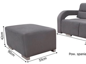 Miniaturka 4 - Sofa z pufą w zestawie szara wymiary VITO