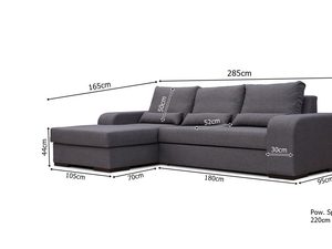 Miniaturka 6 - Narożnik z pojemnikiem na pościel wymiary LUCY