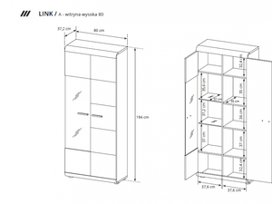 Miniaturka 2 - Wysoka witryna do jadalni wymiary DOMINGO