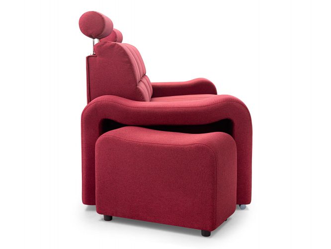 Sofa z pufami profil czerwona ELENA