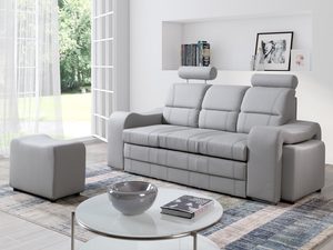 Miniaturka 29 - Nowoczesna sofa do salonu z pufami szara aranżacja ELENA