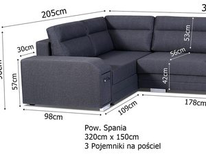 Miniaturka 4 - Narożnik w Kształcie U z Barkiem wymiary FELICIA U