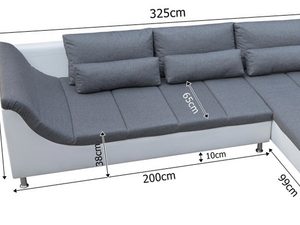 Miniaturka 3 - Duży Narożnik 325 cm z Poduszkami wymiary NOEL