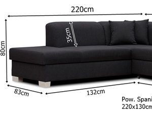 Miniaturka 3 - Duży rozkładany narożnik z pojemnikiem wymiary PETER