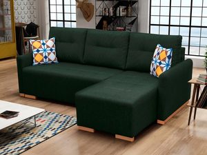 Miniaturka 5 - Mały Narożnik z poduszkami butelkowa zieleń aranżacja SOPHIA