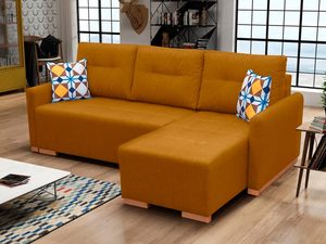 Miniaturka 4 - Mały Narożnik z poduszkami miodowy aranżacja SOPHIA