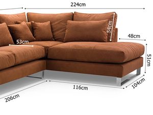 Miniaturka 3 - Narożnik z Zagłówkami i Chromowanymi Nóżkami wymiary BRUCE