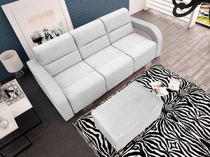 Miniaturka 3 - Sofa z pufą w zestawie biała aranżacja PUFA VITO