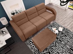 Miniaturka 5 - Sofa z pufą w zestawie brąz aranżacja PUFA VITO